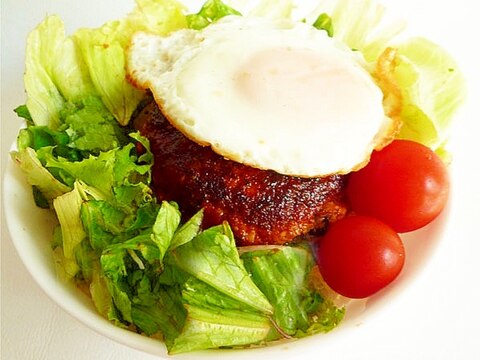 おから豆腐ハンバーグのロコモコ丼